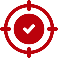 Red target icon with a checkmark in the center.